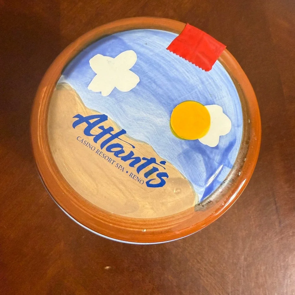 Atlantis Casino Resort Spa Reno Ceramic Cookie Jar Lid Southwestern Desert Theme